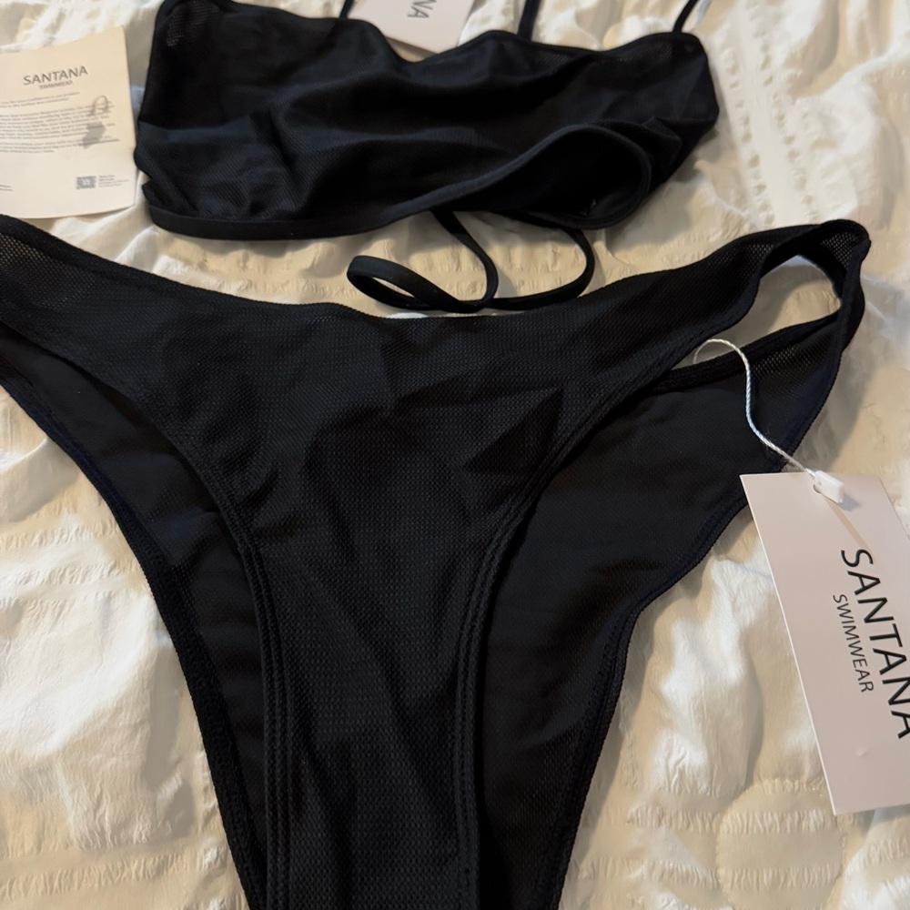 Swimwear Black Bikini Set - Tan Through Material